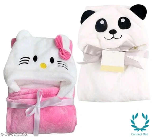 Premium Hooded Microfiber Baby Wrapper for all season Towel IN PINK And BLUE - 0-6 Months New Born Baby